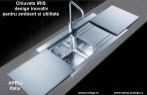 CHIUVETA INCORPORABILA FLAT DIN INOX CU BLATURI DE STICLA, MODEL IRIS - 1 CUVA SI PICURATOR - IR90.2